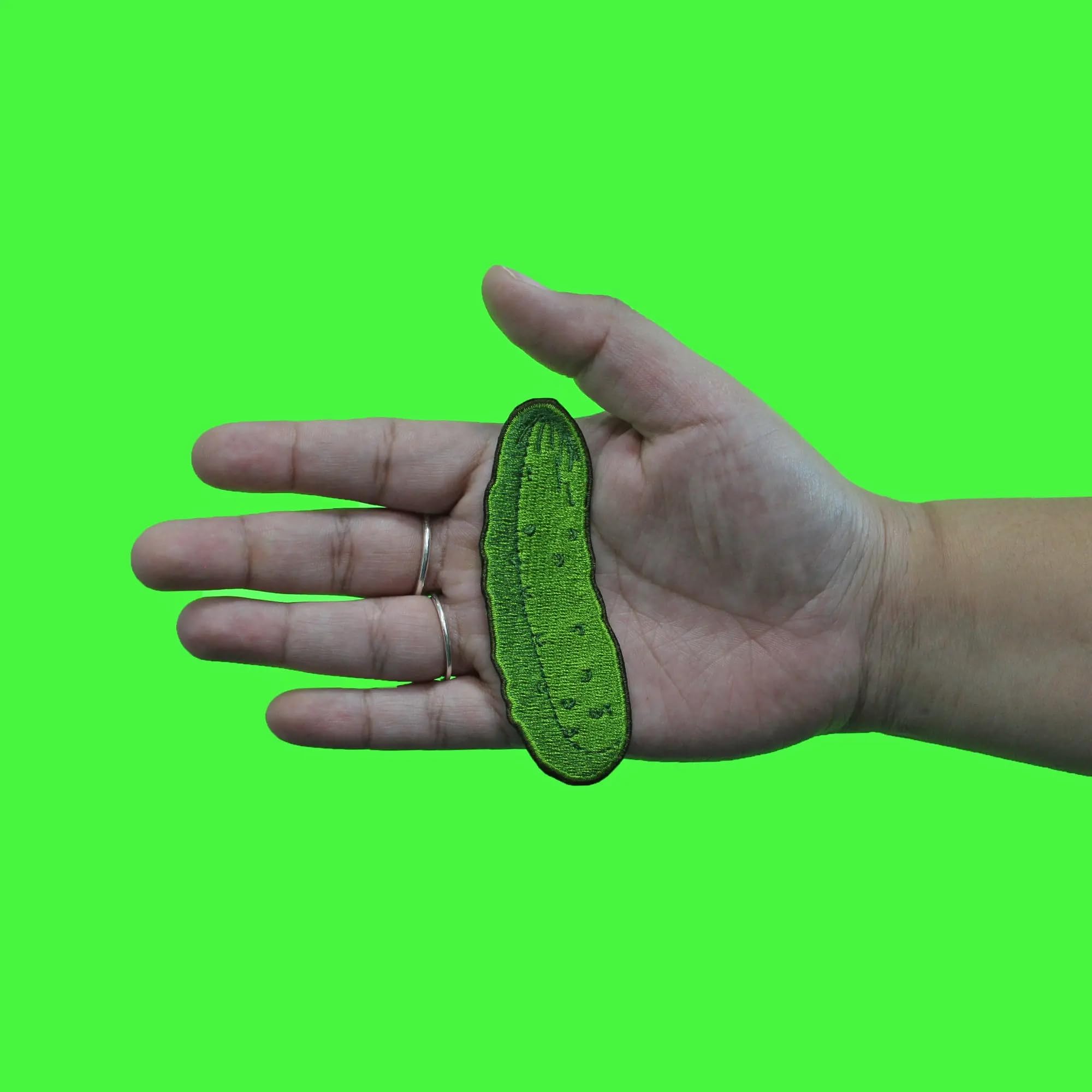 Green Pickle Food Patch Sour Salty Chamoy Embroidered Iron On