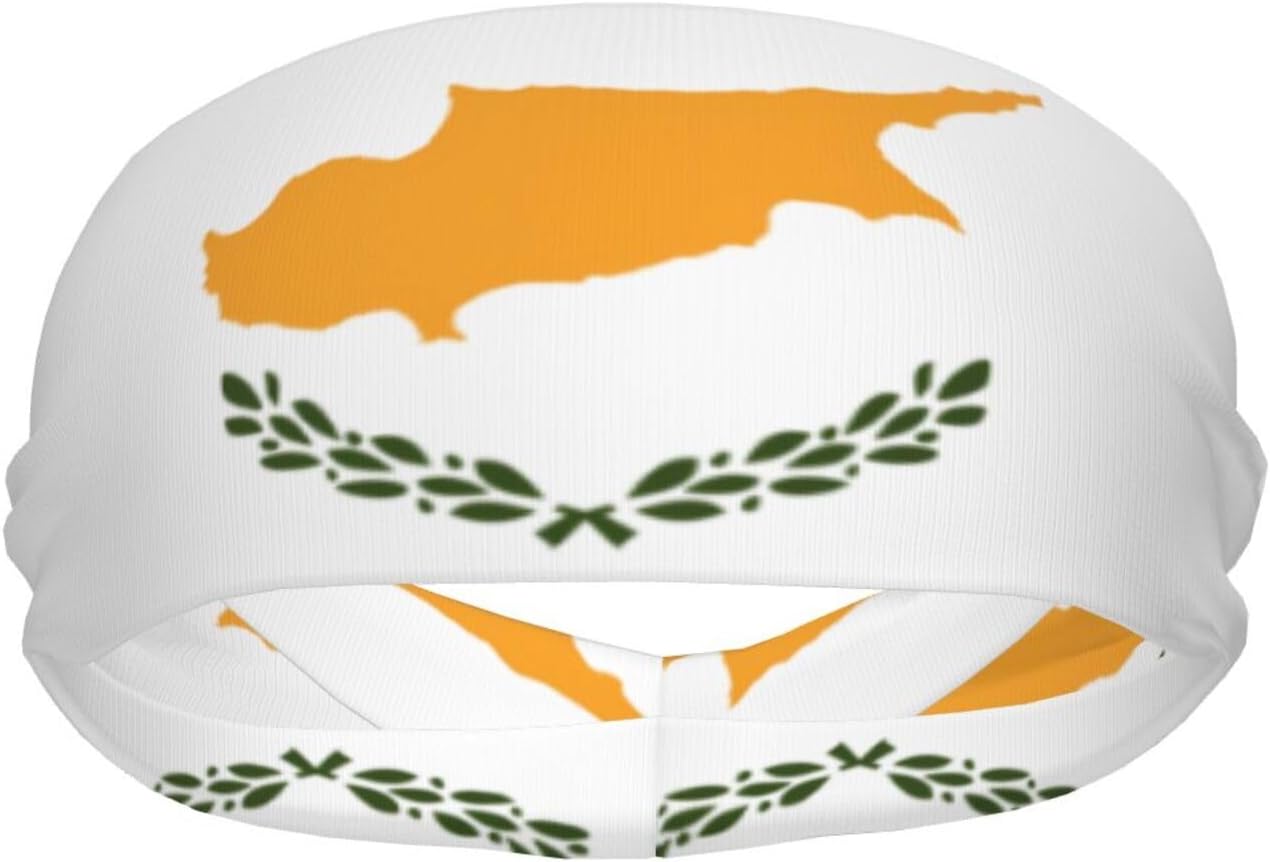 Sports Sweatband Headband Exquisite Flag of Cyprus Print Breathable Lightweight Foldable Fitness Accessory image 2