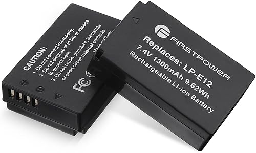 Miniatura 6 de FirstPower Paquete de 2 baterías LP-E12 compatibles con Canon EOS M50, EOS M50 Mark II, EOS M, EOS M2, EOS M10, EOS M100, EOS M200, SX70 HS, cámaras