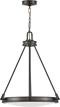 Hinkley Collier Small Pendant Light, Mid-Century Style, Decorative Cast Knobs, Hinges, and Stems, Adjustable Chain, Black Oxide