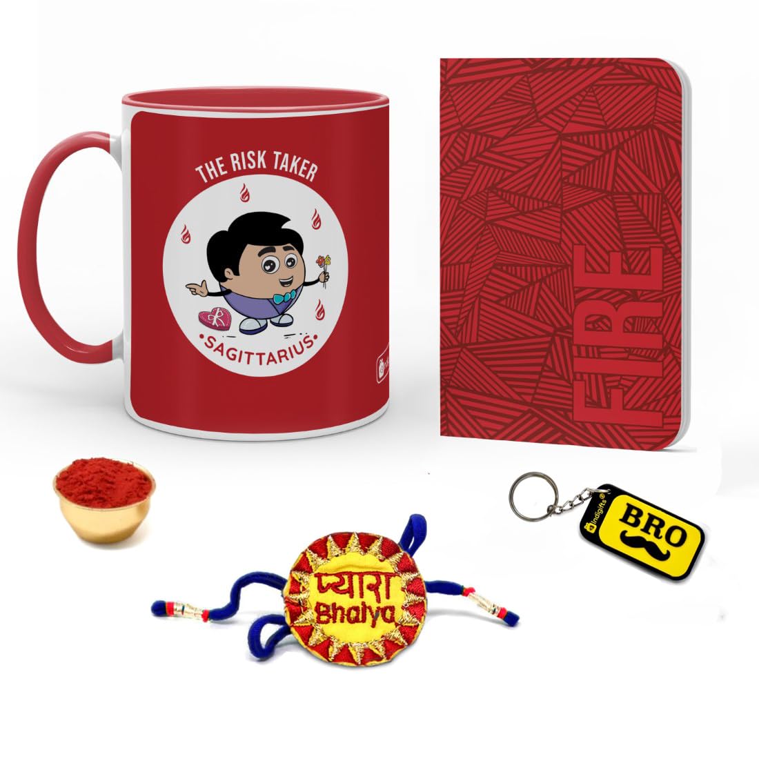 Indigifts Rakshabandhan Gift For Bhai Red Handle Coffee Mug, Zodiac Sign Gifts for Rakhi Zodiac Sign Related Gifts, Rakhi Zodiac Sign Gifts, Gemini Zodiac Sign Gift for rakhi, Gemini Zodiac Sign Diary