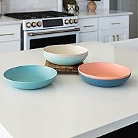 Vista 45 de Grow Forward Tazones de paja de trigo prémium para pasta, 30 onzas, irrompibles, anchos y poco profundos, juego de 6 cuencos de plástico