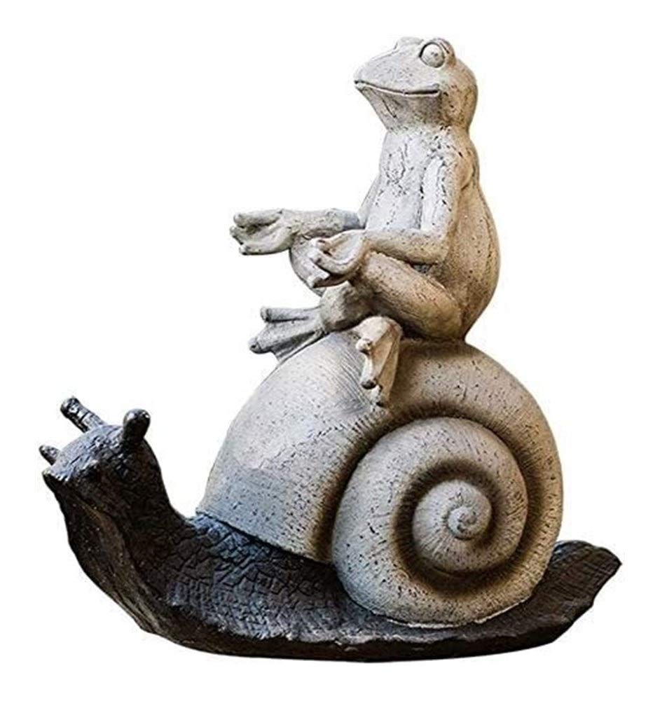 Sculpture de jardin grenouille et escargot en résine pour déco extérieure
