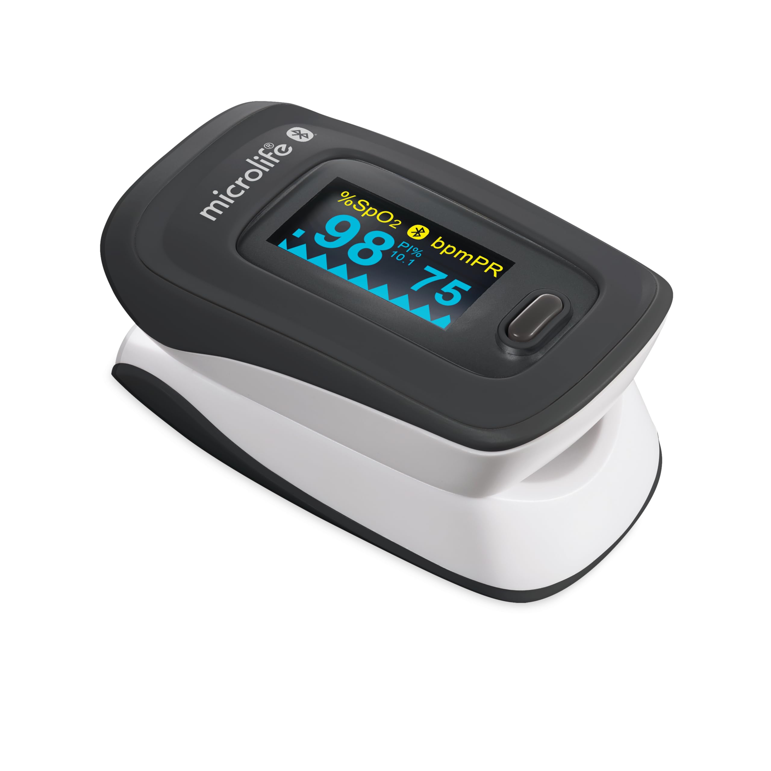 Microlife OXY500 BT Oxymètre Pouls Connecté, Garantie 5 ans, Qualité Professionnelle, Bluetooth, Validé Cliniquement, Saturation en Oxygène (spO2), Alerte risque, Réglage Affichage/Luminosité