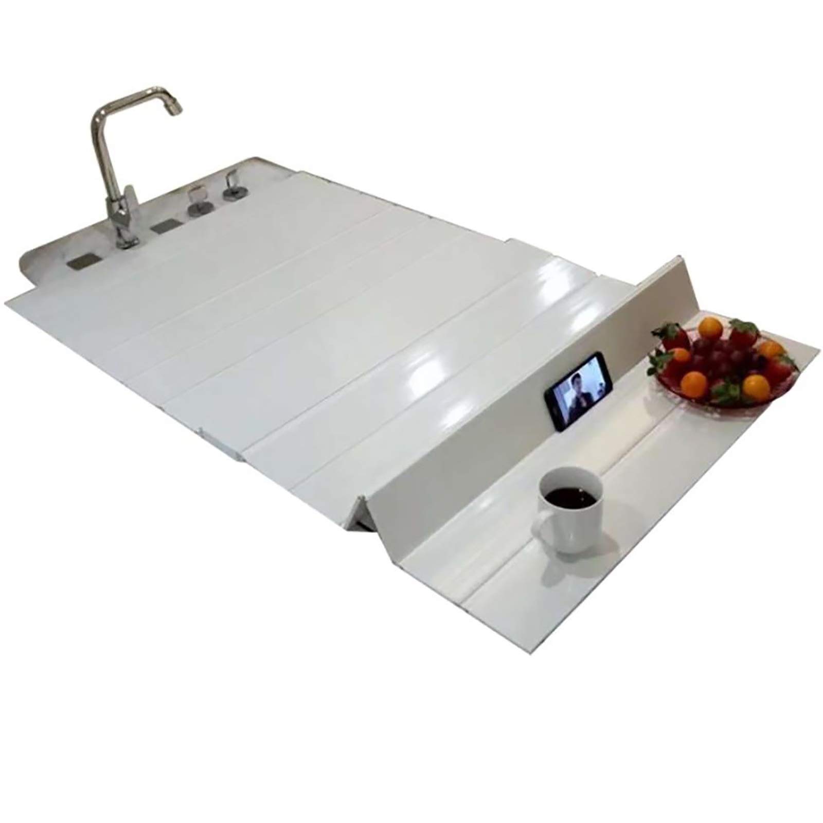 JKJZSALJ Foldable Dustproof Bathtub Tray & Insulation Cover - Waterproof White Shutter Bath Cover For Enhanced Spa Experience & Cleanliness-150X80X0.6Cm