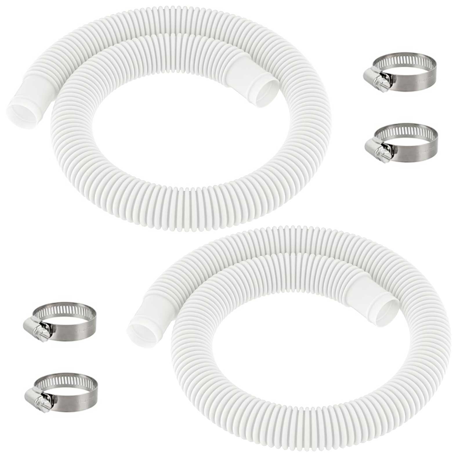 Photo 1 of 1-1/2 Inch×41 Inch Pool Hoses for Above Ground Pools with Clamps - 1.5" Diameterd Replacement Pool Pump Hose Compatible with Intex Coleman Skimmer Surface Pool Pump (White -2 Pack)