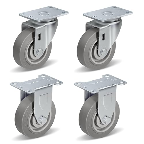 Miniatura 68 de Ruedas giratorias de 3.5 pulgadas, ruedas giratorias resistentes con freno, capacidad de carga de 1000 libras en total (2 frenos y 2 giratorios)