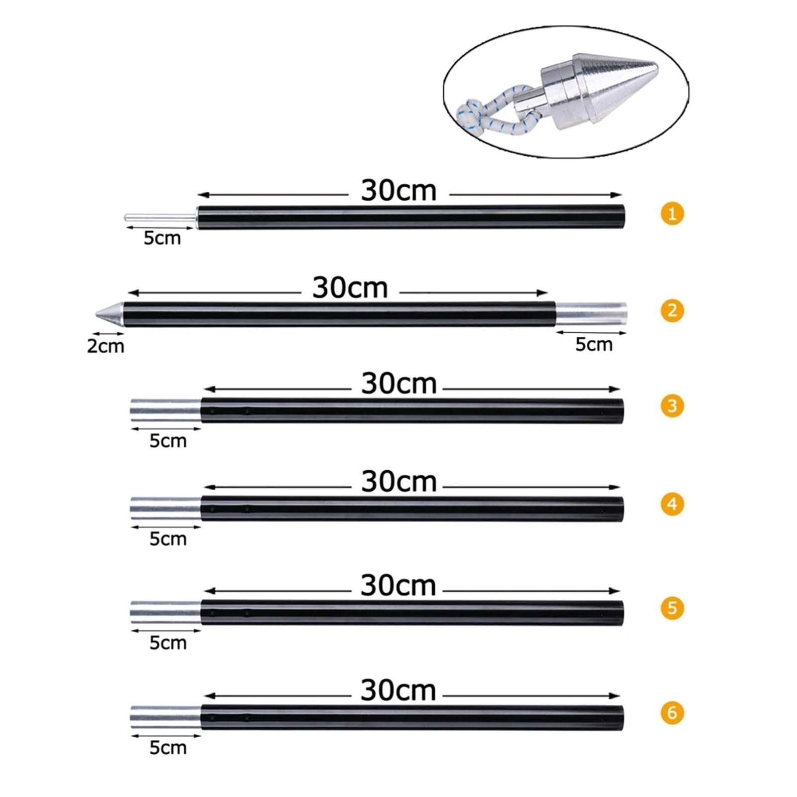 1 Paar 12 Abschnitte Leichte Zeltstange,8 M 7705 Aluminium-Planenstange Zeltstangen Zubehör mit Taschen for Outdoor-Camping
