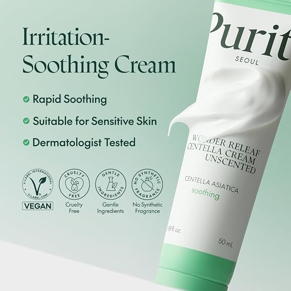 PURITO Centella Unscented Cream for Sensitive Skin, 50ml