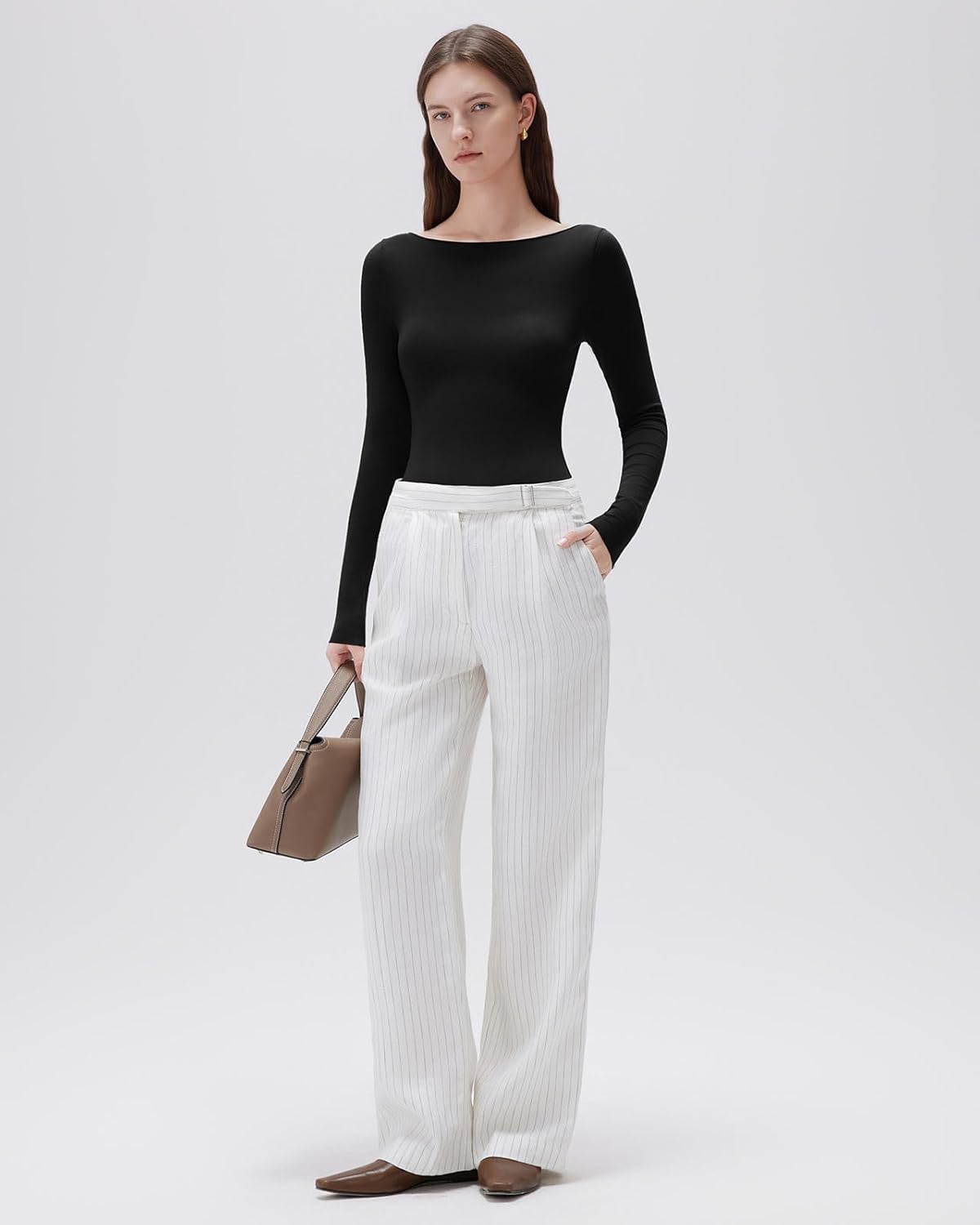 SUUKSESS Cloud Cashmere Women Boat Neck Fitted Long Sleeve Shirt Basic Knit Tops - Image 4