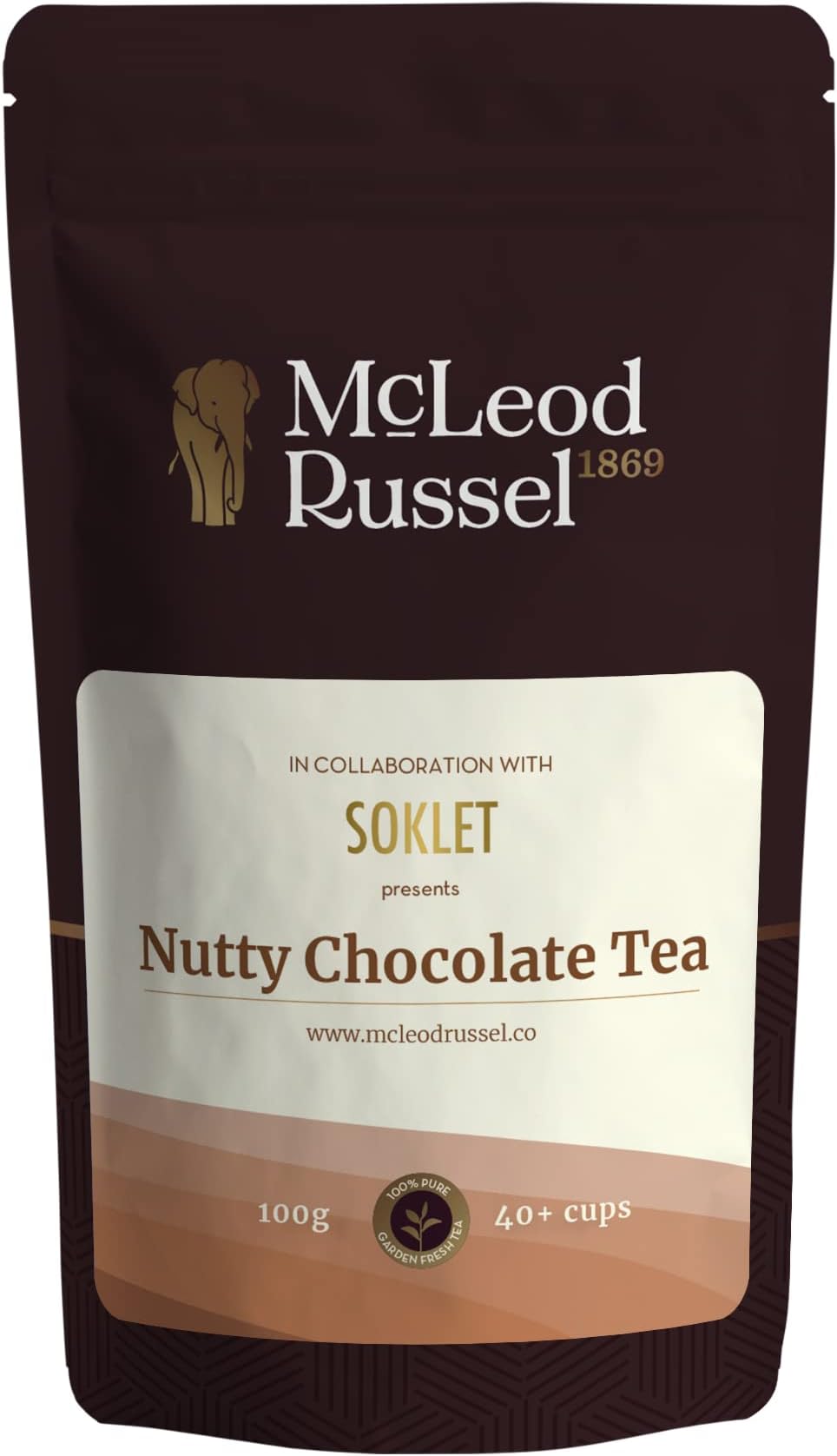 McLeod Russel 1869 – Nutty Chocolate Tea | 100g | Loose Leaf Orthodox Black Tea | With Almonds & Coconut | Rich Chocolate Flavour with Cacao Nibs | Dessert Tea | 40+ Cups