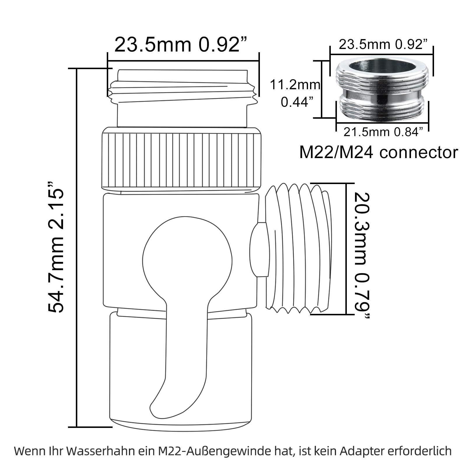 Tecmolog Bidet Handbrause Edelstahl Bidet Duschkopf Set 2 Strahlart Bidet Sprayer mit 2m Edelstahl Schlauch, Duschkopfhalter und 2 Wege Umschaltventil, WS024AF4