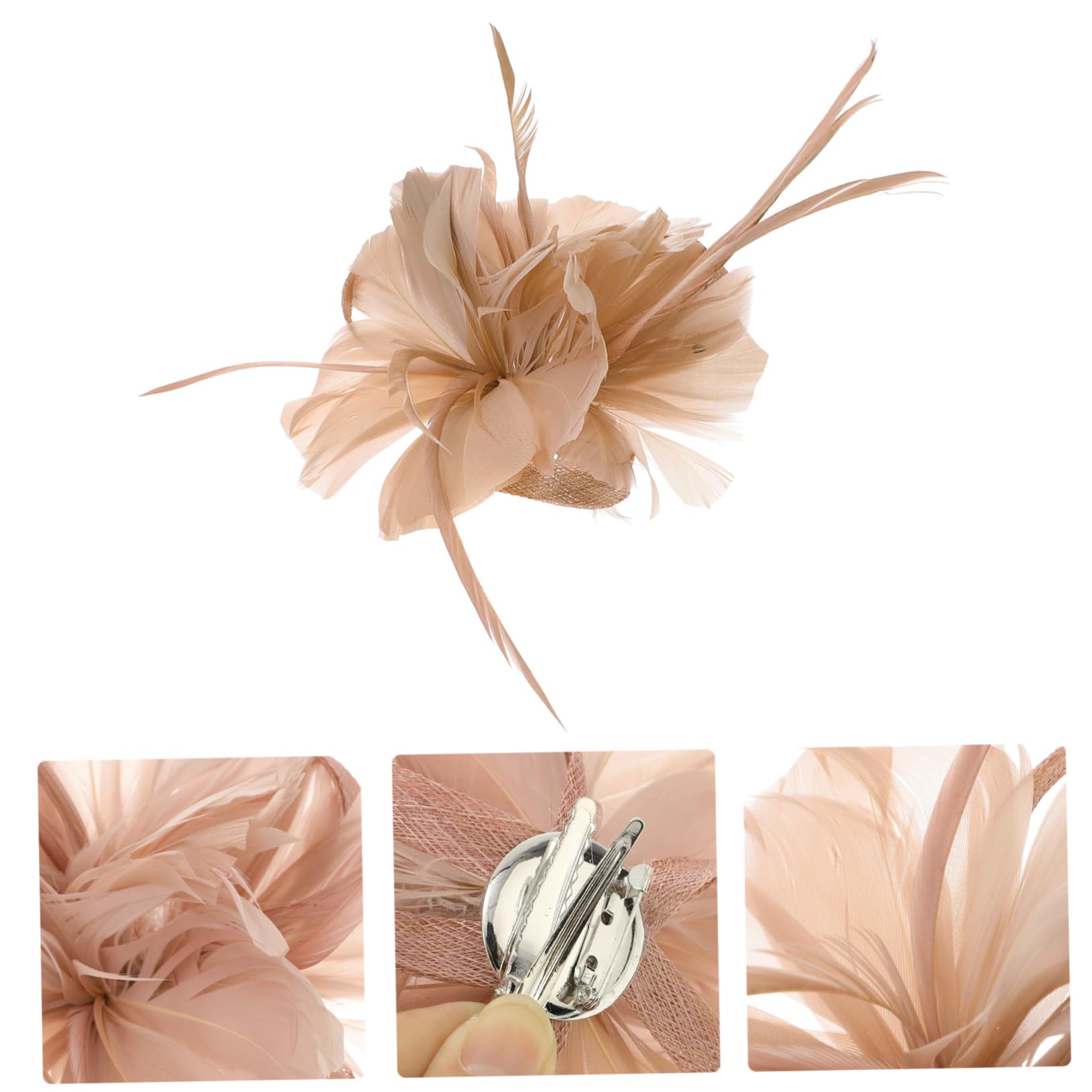 Pince à Cheveux Plume et Lin Kaki, 1 Pièce, Élégante
