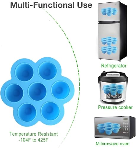Miniatura 4 de ROTTAY Moldes de silicona para mordeduras de huevo y salvamanteles con asas resistentes al calor, accesorios instantáneos para ollas instantáneas,