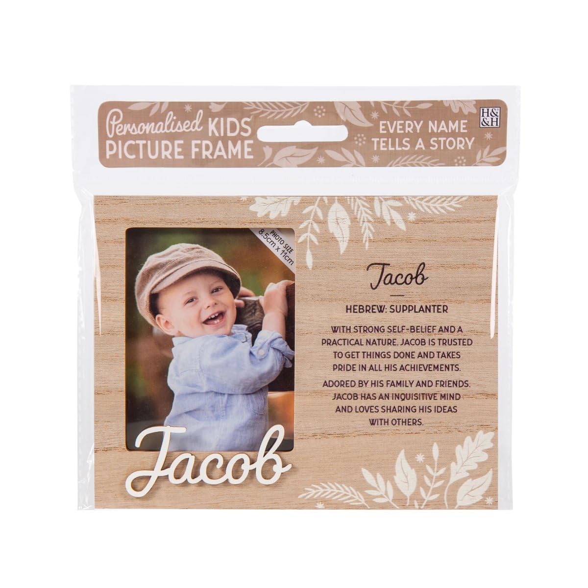 B&Q -  Pre-Personalised Picture Frame With Child's Name And MeaningJacobFor 8.5 X 11Cm PhotoOver 90 Titles Available