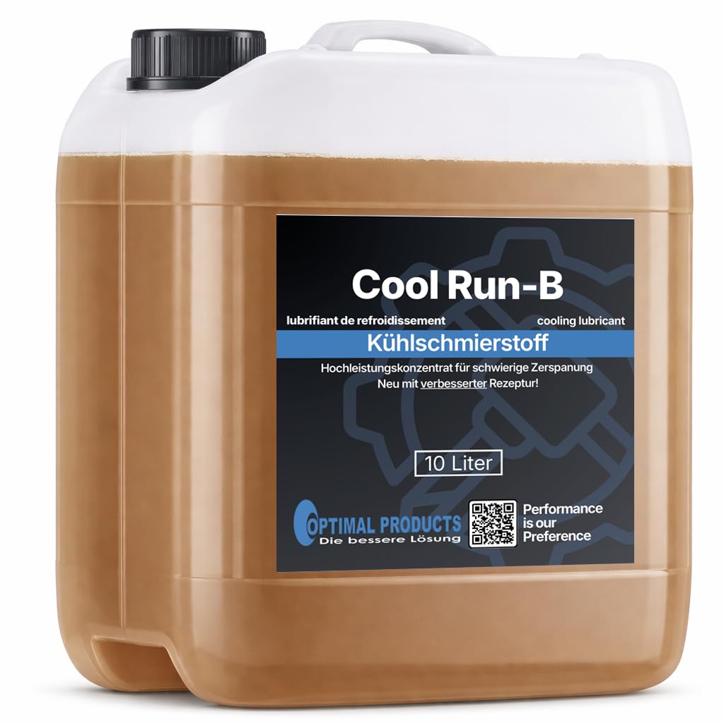 Optimal Products Kühlschmierstoff Cool Run-B 10L - Bohrmilch, Wassermischbares Hochleistungs Kühlschmiermittel mit gutem Korrosionsschutz, Bohröl Schneidöl Metall