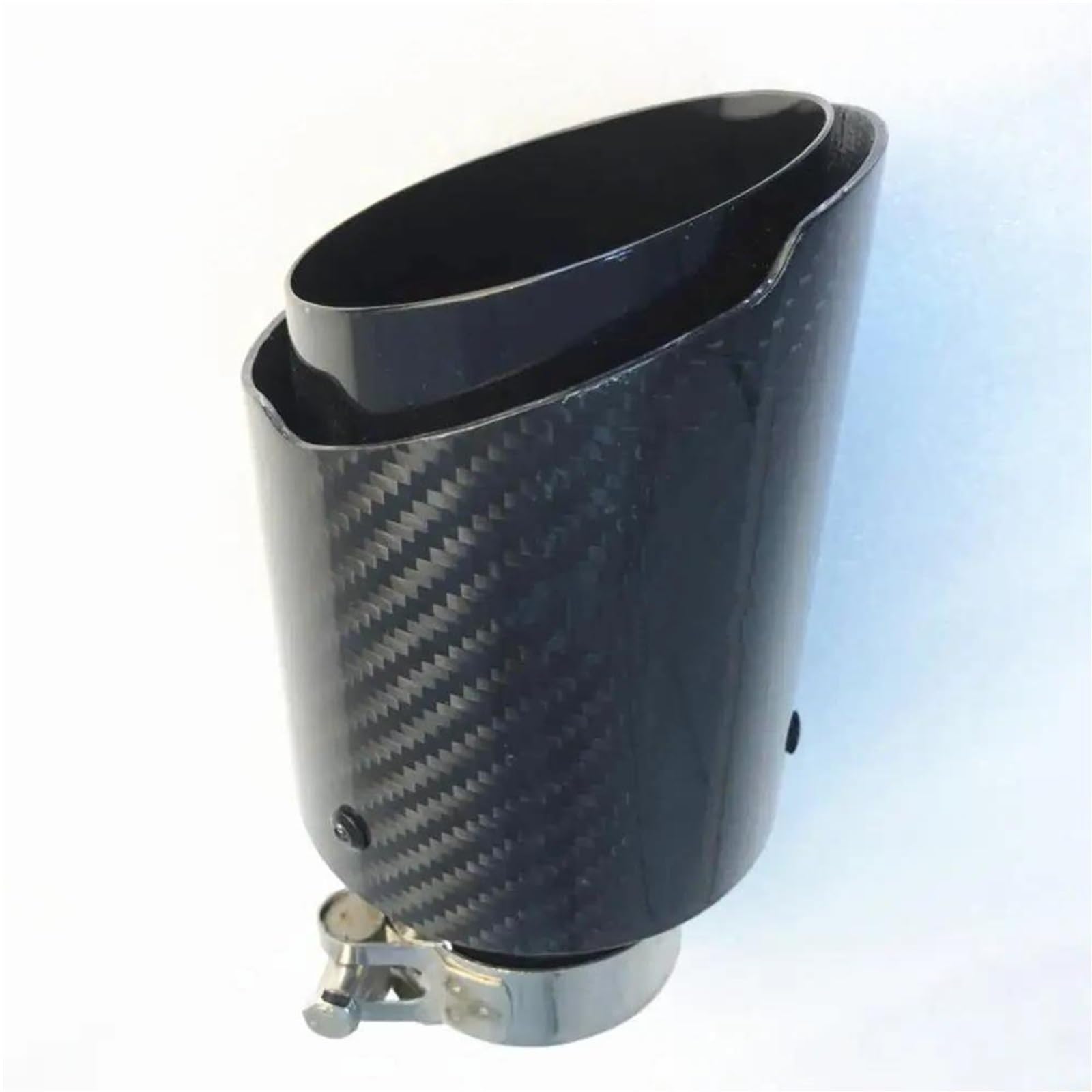 Auto Endrohre 1 PC Universal Dual Glossy Black Automobile Auspuffrohr Schalldämpferrohr Carbon Fiber Auspuffspitze Universal Modification Auspuff Endrohr(63-101mm)