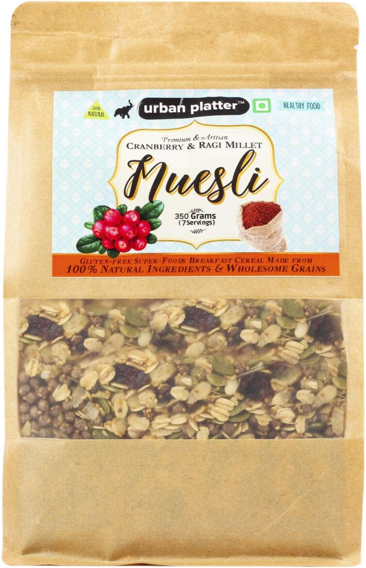 Urban Platter Fruit and Nut Muesli- Cranberry & Ragi Millet, 350g