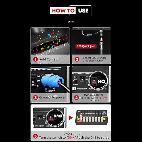 Miniatura 6 de Máquina de cañón de confeti de CO2, control DMX con estuche de vuelo, cañón de confeti de boda para discoteca, discoteca, fiesta de escenario,