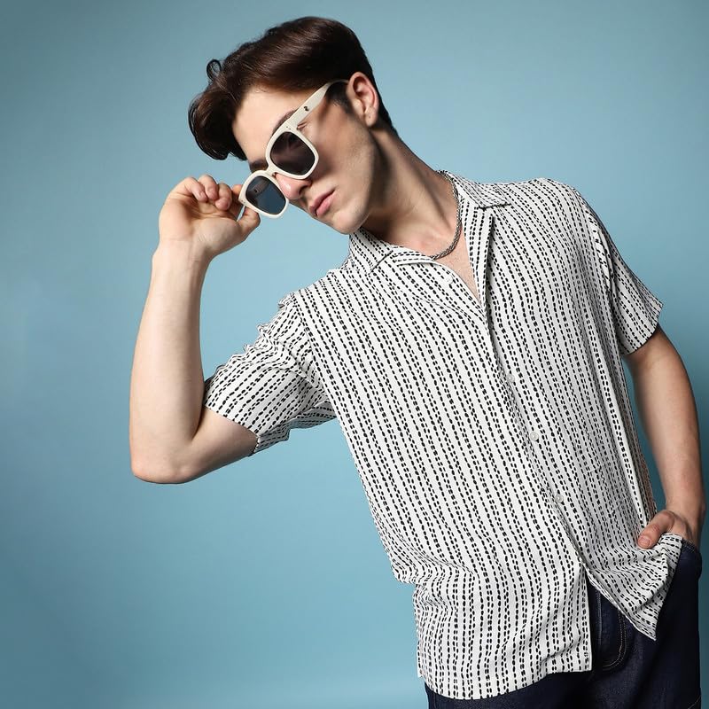 Image of CAHOOT Men's Shirt for Casual Wear | Spread Collar | Short Sleeve | Regular Fit | Button Closure | Shirt Crafted with Comfort Fit for Casual Wear