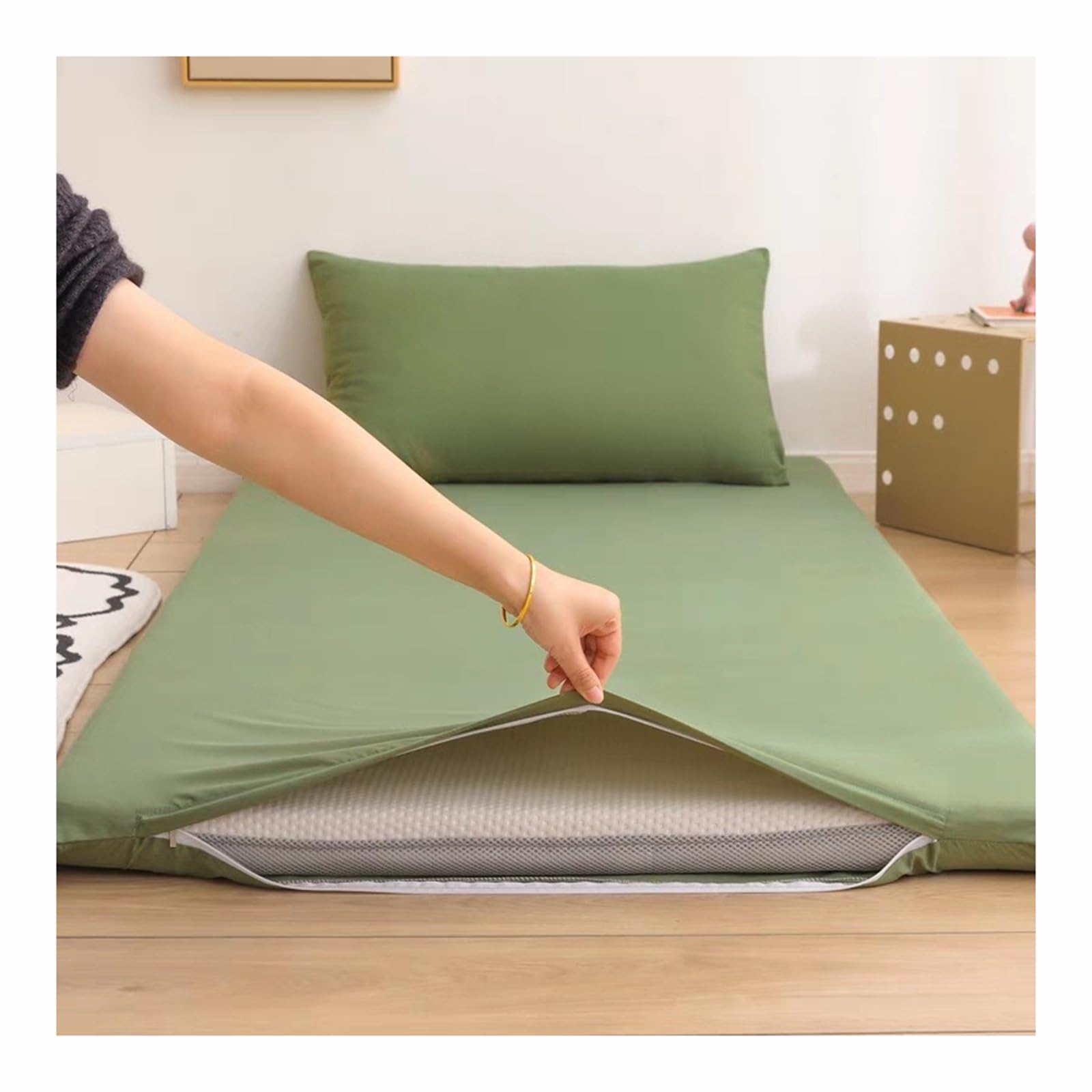YANGAFJDUA Soft Futon Floor Mattress Cover with Zipper for Single Double Futon, Japanese Tatami Futon Mattress Dust Cover, Breathable Futon 100% Soft Mattress Cover, Washable,E,100x200cm/39x78in
