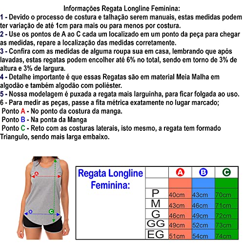 Kit 4 Regatas Longline Feminina MXD Conceito Silim Fitness Academia Casual Diversas Estampas (M, Opç
