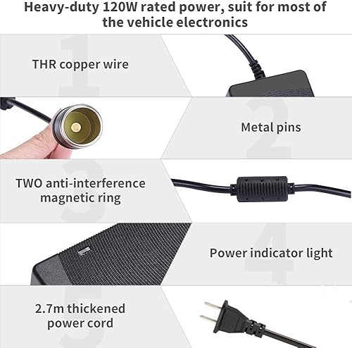 Miniatura 2 de LOETAD Convertidor de CA a CC de 10 A 120 W 110 V 240 V a 12 V encendedor de cigarrillos de automóvil adaptador de carga de fuente de alimentación