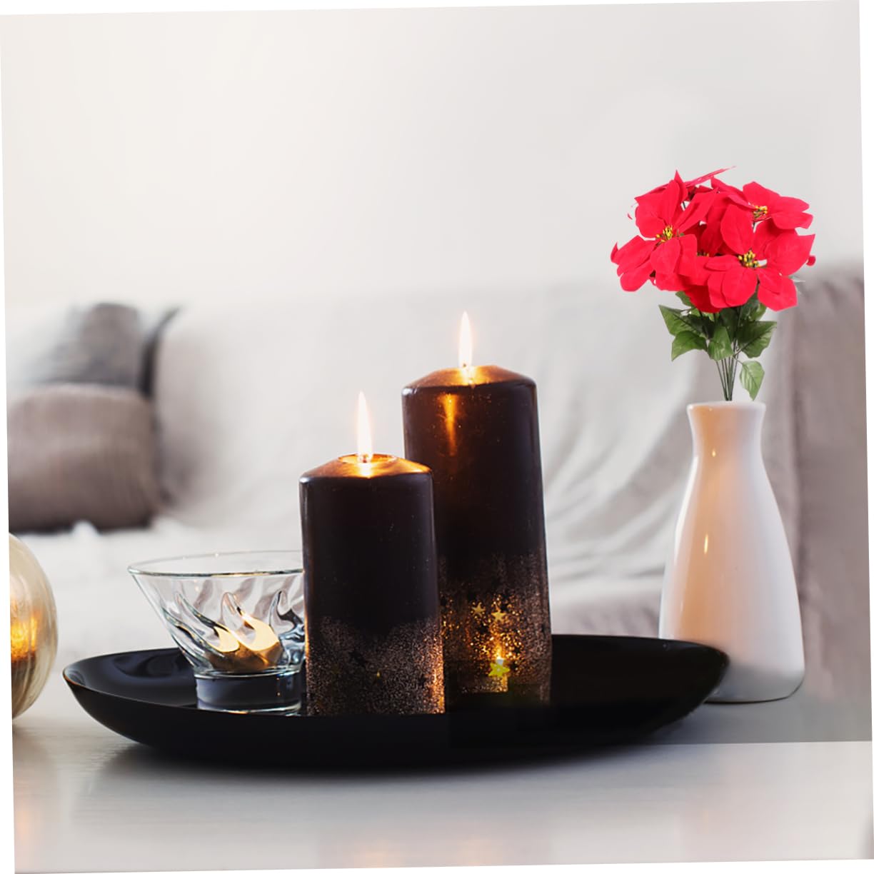 Amosfun 2 Piezas Ramo Artificial de Flor de Roja para Decoración Navideña Flores para Fiestas y Arreglos de Navidad