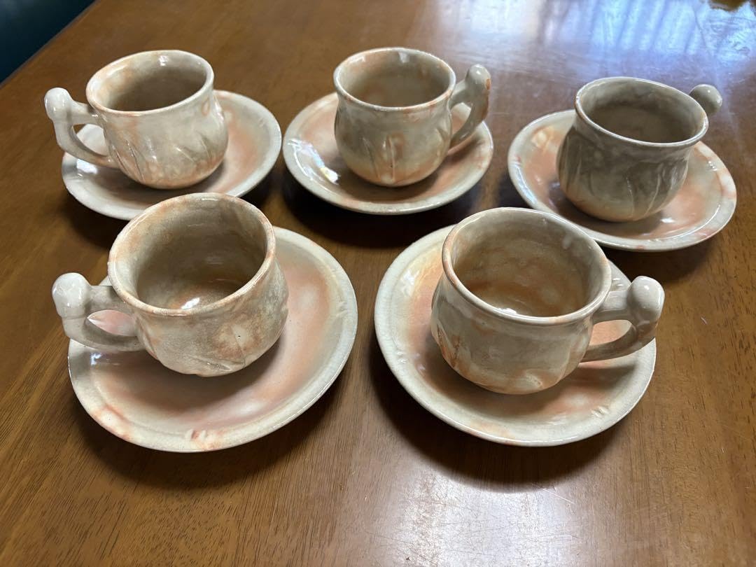 Amazon | 萩焼コーヒーカップ&ソーサー5客セット | ノーブランド品