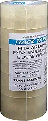 Fita Adesiva Larga para Empacotamento, Tack Tape, 48 x 45 m, Pacote de 5