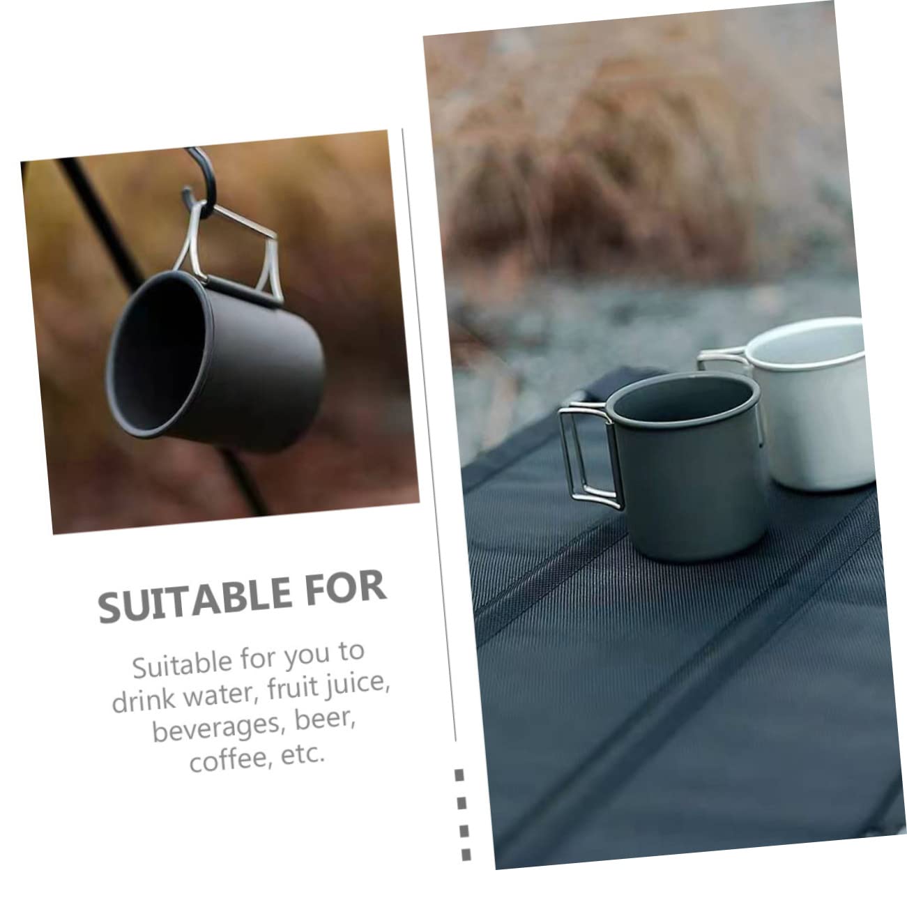 BESPORTBLE 4pezzi Bicchiere Pieghevole Lega Di Alluminio Per Campeggio Tazza Portatile Per Caffè e Bevande Per Escursionismo e Outdoor Design Elegante e Resistente