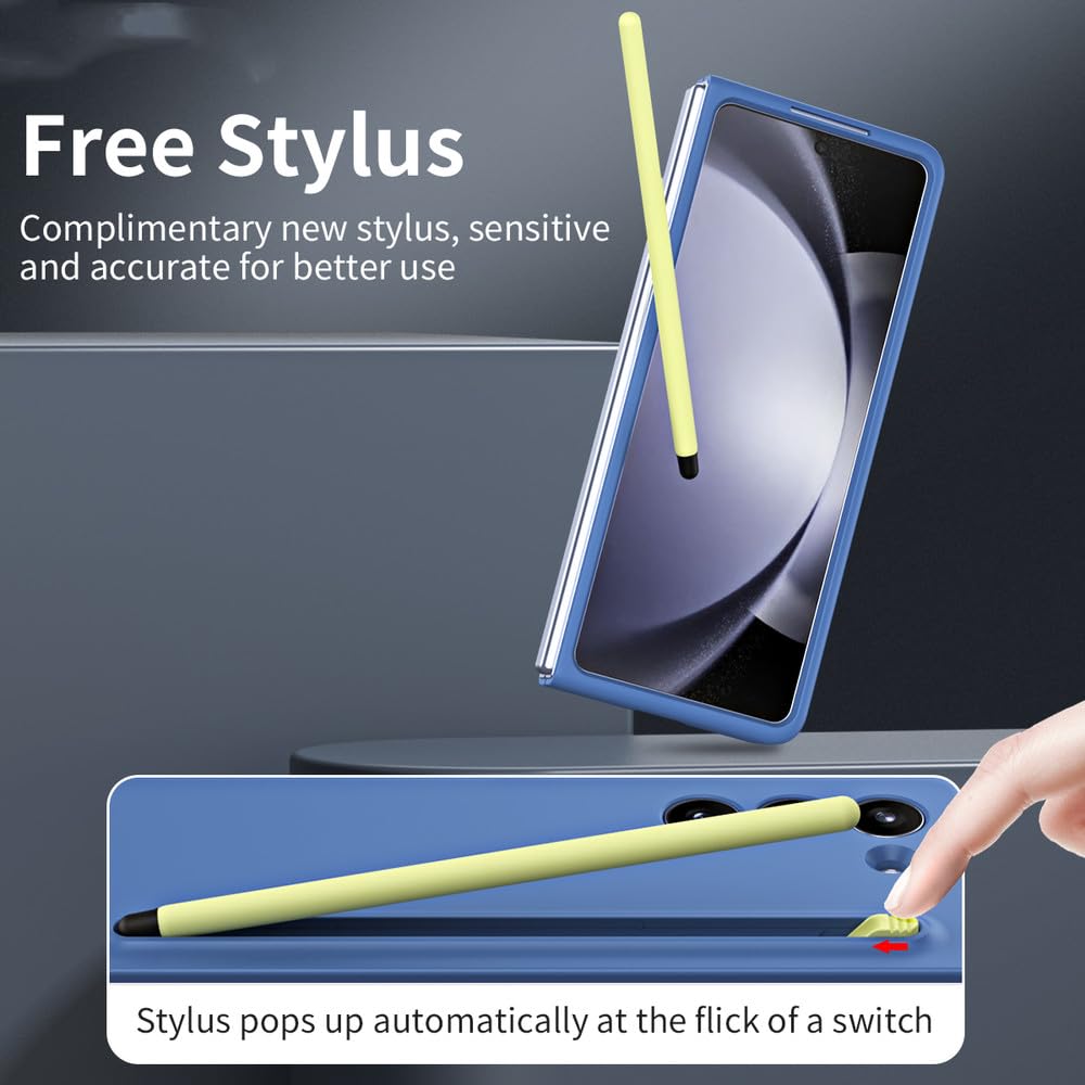 Per Samsung Galaxy Z Fold 6 ZFold6 Custodia Touch Pen colorata con accessori di copertura pieghevole in pellicola temperata, blu scuro, per custodia Galaxy Z Fold 6 con pellicola