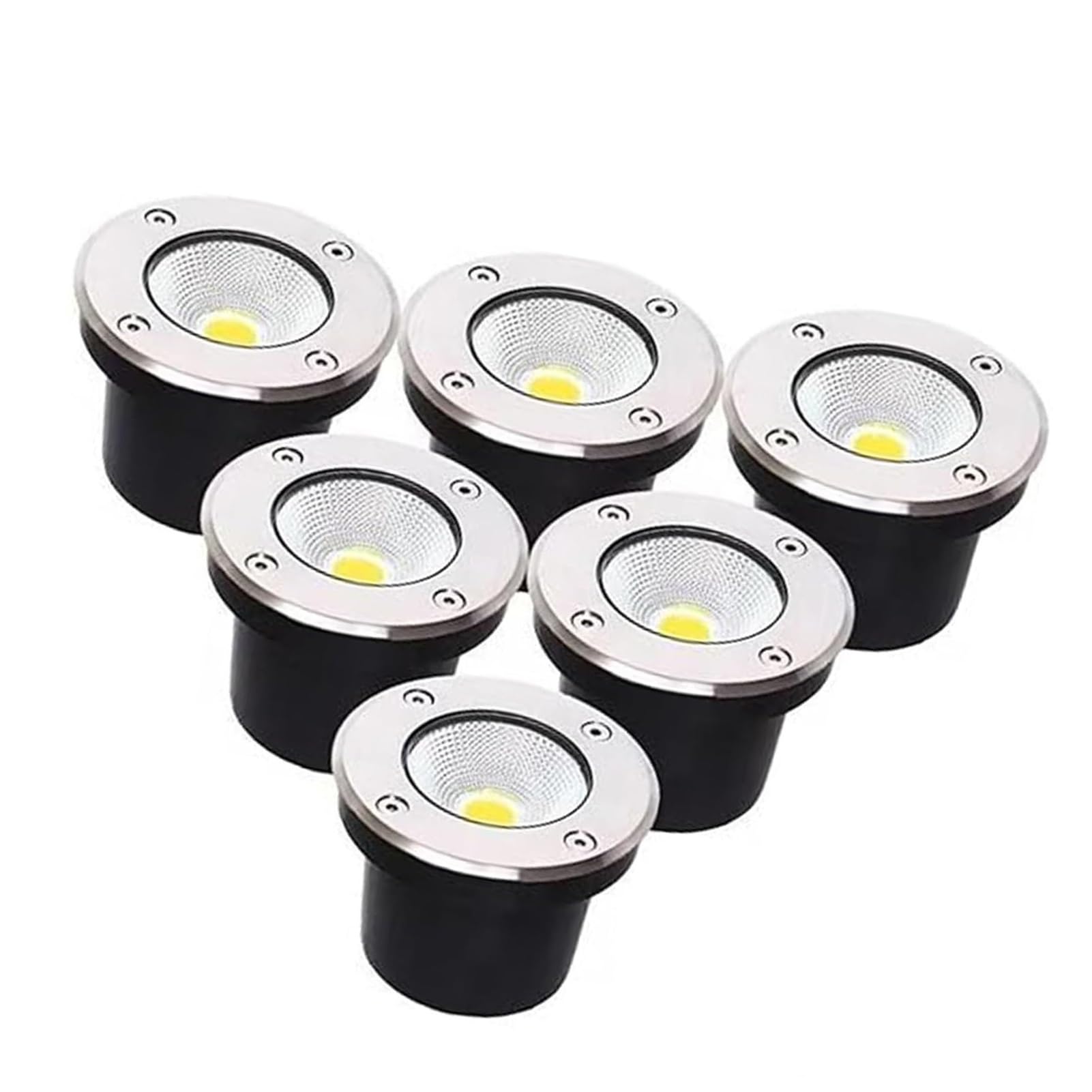 6 szt. Zewnętrzne reflektory LED, 3 W 3 W, mini reflektor COB do kształtowania krajobrazu, reflektor wpuszczany do użytku na zewnątrz wodoodporny IP67, reflektor ogrodowy (biały, 3 W (220 V))
