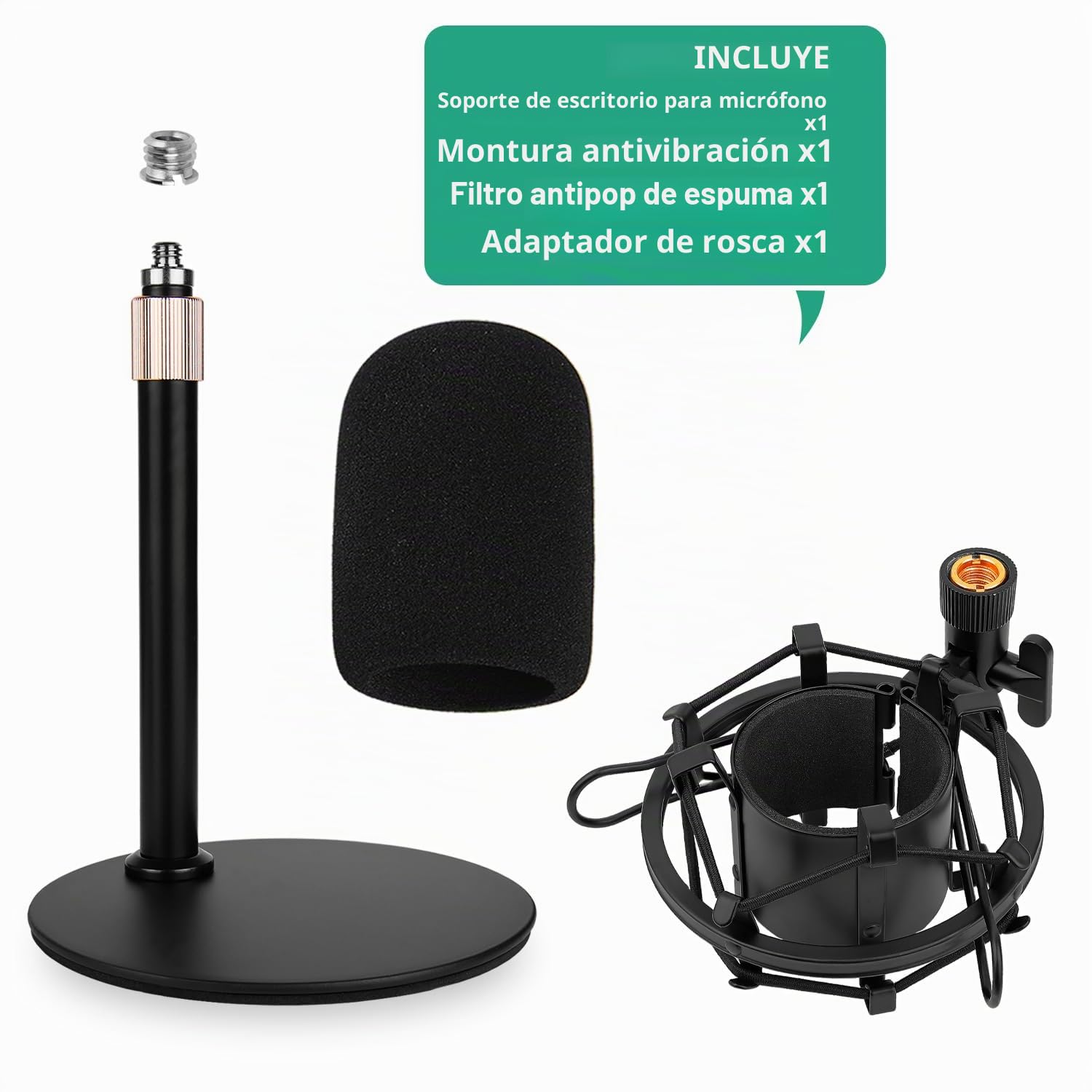 AT2020 Soporte Micrófono Mesa de Escritorio Altura Ajustable, con Shock Mount, Protector de Parabrisas de Espuma y Base de Metal, para Audio Technica AT2020 AT2020USB AT2020USB+ AT2035 Micro