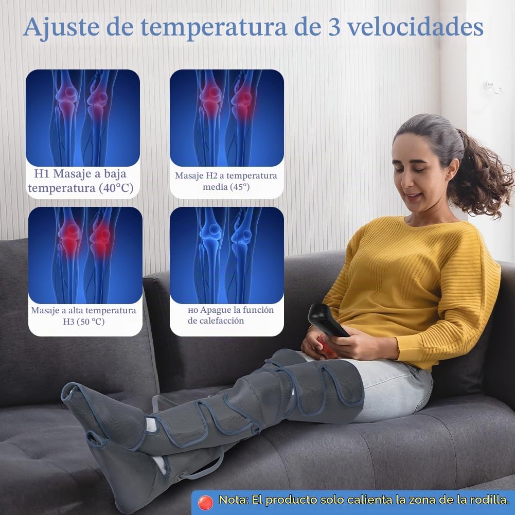 Aolso Masajeador de Piernas, Presoterapia de Piernas, Circulación Sanguínea, Alivio del Dolor y Relajación Muscular, 3 Modos 4 Intensidades, Ideal para Masaje de Pies, Piernas, Pantorrillas y Muslos