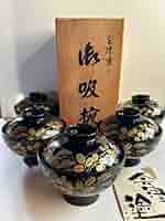 新品 会津塗 秀峰漆房 秋草 金蒔絵 漆器 吸物椀 五客 お正月 雑煮碗 桐箱 Amazon.co.jp: 会津塗 秀峰漆房 秋草 金蒔絵 漆器 吸物椀 五客