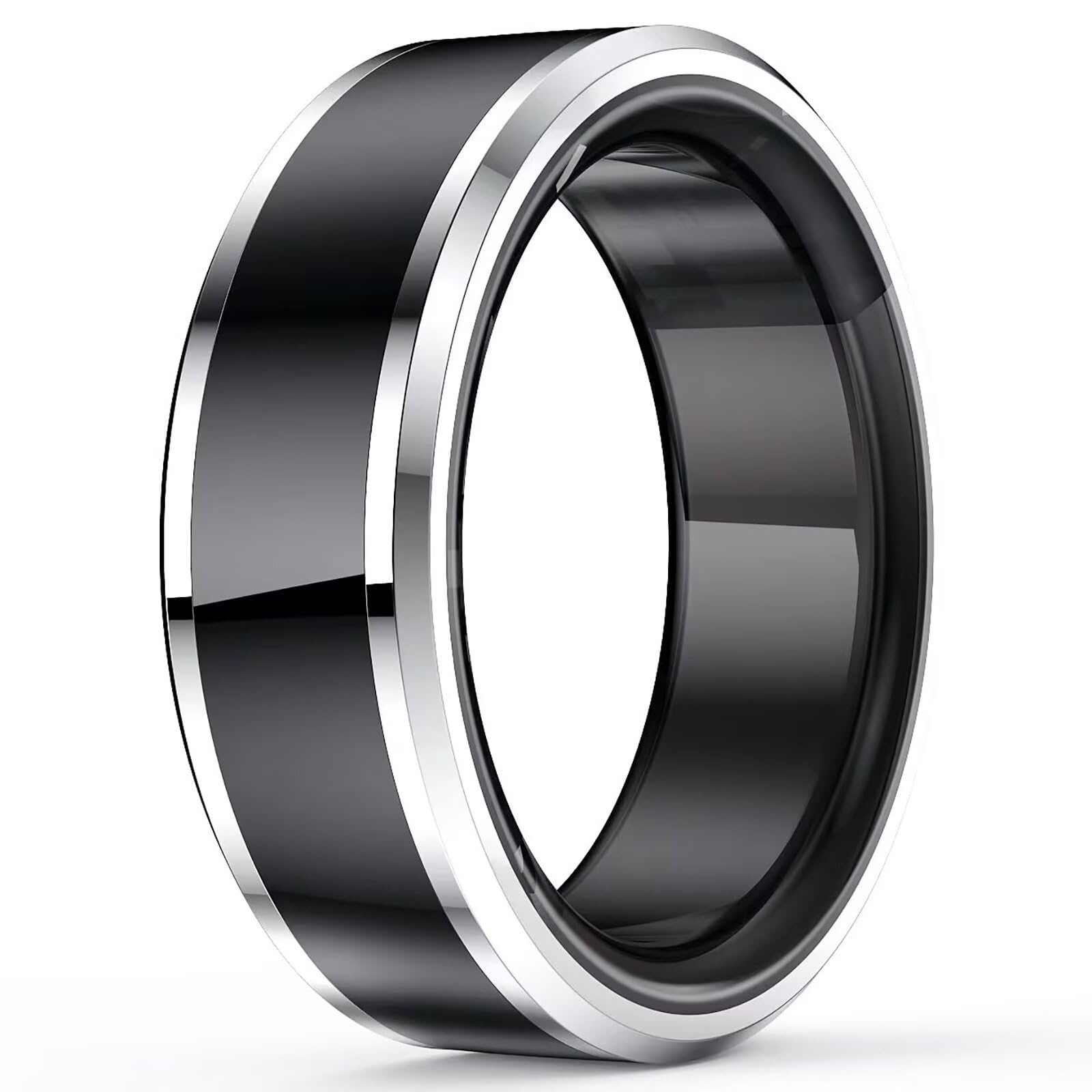 Smartringe für Herren Damen 5ATM Wasserdicht Smart Ring Android IOS Fitness Ring Tracker Finger Gesundheits Tracker Schrittzähler Kalorien Schlaftracker Pulsmesser Smartring Fitnesstracker Schwarz