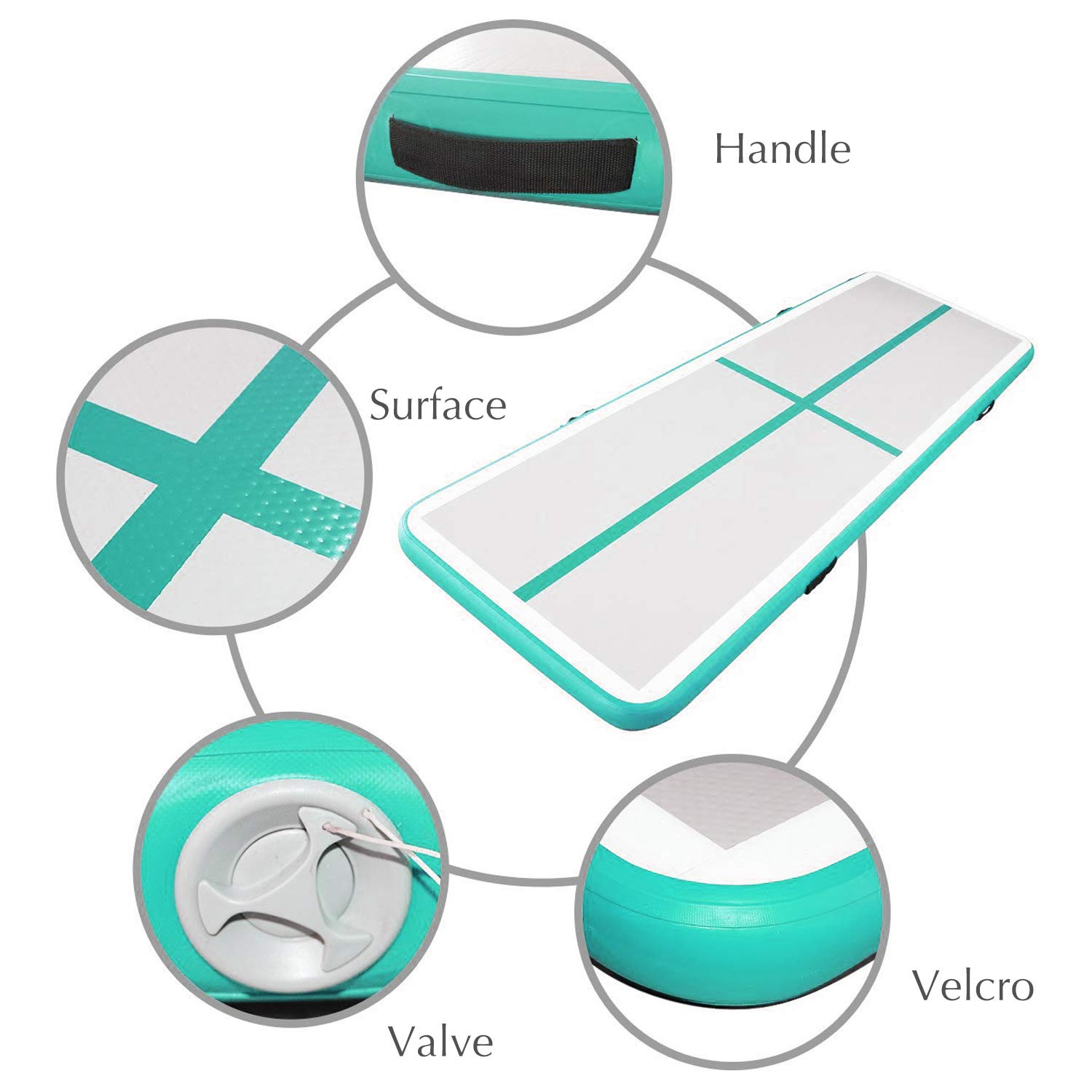 H&A Inflatable Gymnastic Tumbling Mat Anti-skid Air Track Floor Mattress (Green-157