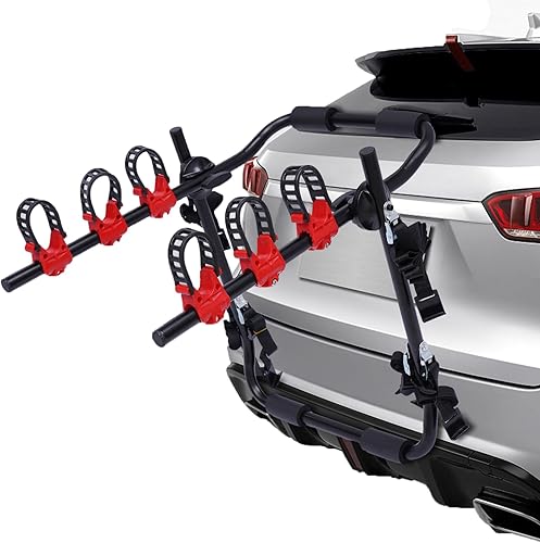 Miniatura 1 de Portabicicletas para SUV y coche - Soporte para maletero, capacidad de 44 libras, acero plegable, capacidad para 3 bicicletas, fácil instalación,