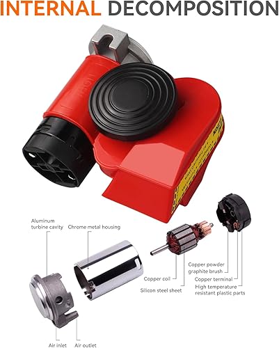 Miniatura 10 de Bocina de aire de coche de 12 V, mini bocina de aire compacta de 130 dB para automóvil, camión, motocicleta, carrito de golf, autobús (1)