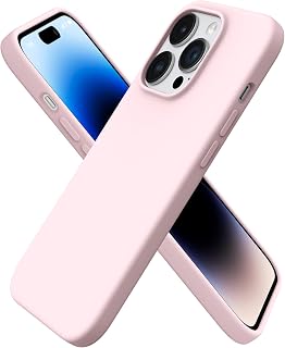 ORNARTO Compatible with iPhone 14 Pro Case 6.1, Slim Liquid Silicone 3 Layers Full Covered Soft Gel Rubber Case Protective Cover 6.1 inch-Chalk Pink