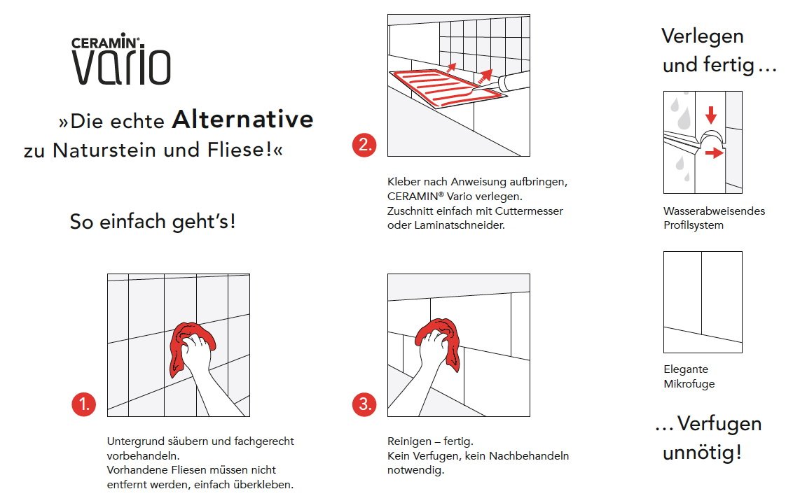Classen Ceramin VARIO Fliese Kalkputz beige - Format 30/60-4-seitige Mikrofuge - Die echte Alternative zu Naturstein und Fliese - Paket a 3,4m²