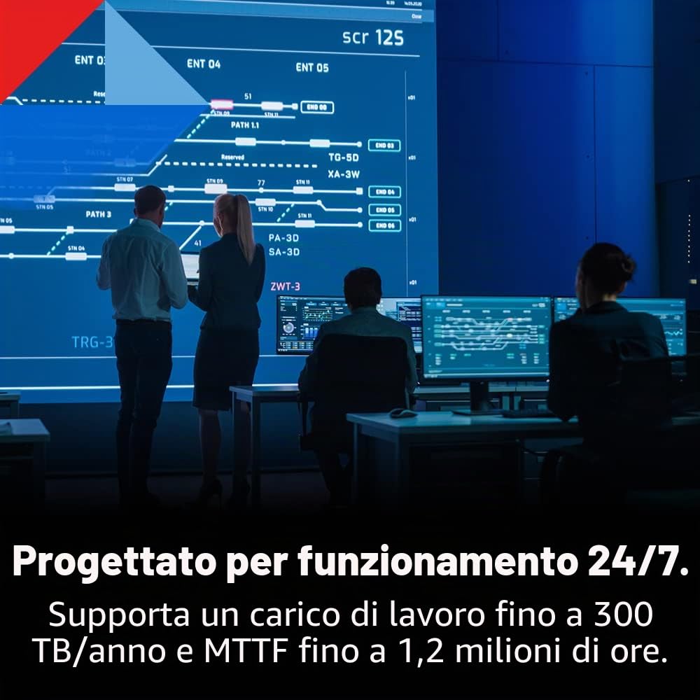 Toshiba N300 PRO 4TB NAS aziendale di grandi dimensioni (fino a 24 alloggiamenti) Disco rigido interno da 3,5" - Velocità di carico di lavoro fino a 300 TB/anno CMR SATA 6 GB/s 7200 RPM Cache 256 MB -