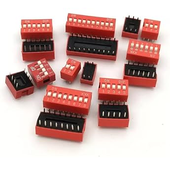 DIP Switch Print Switch Coding Switch 1 2 3 4 5 6 7 8 9 10 12 Pin Selection Double Row DIP Switch 2.54 mm Slip Type Red Rocker Switch DS-5P Pack of 10
