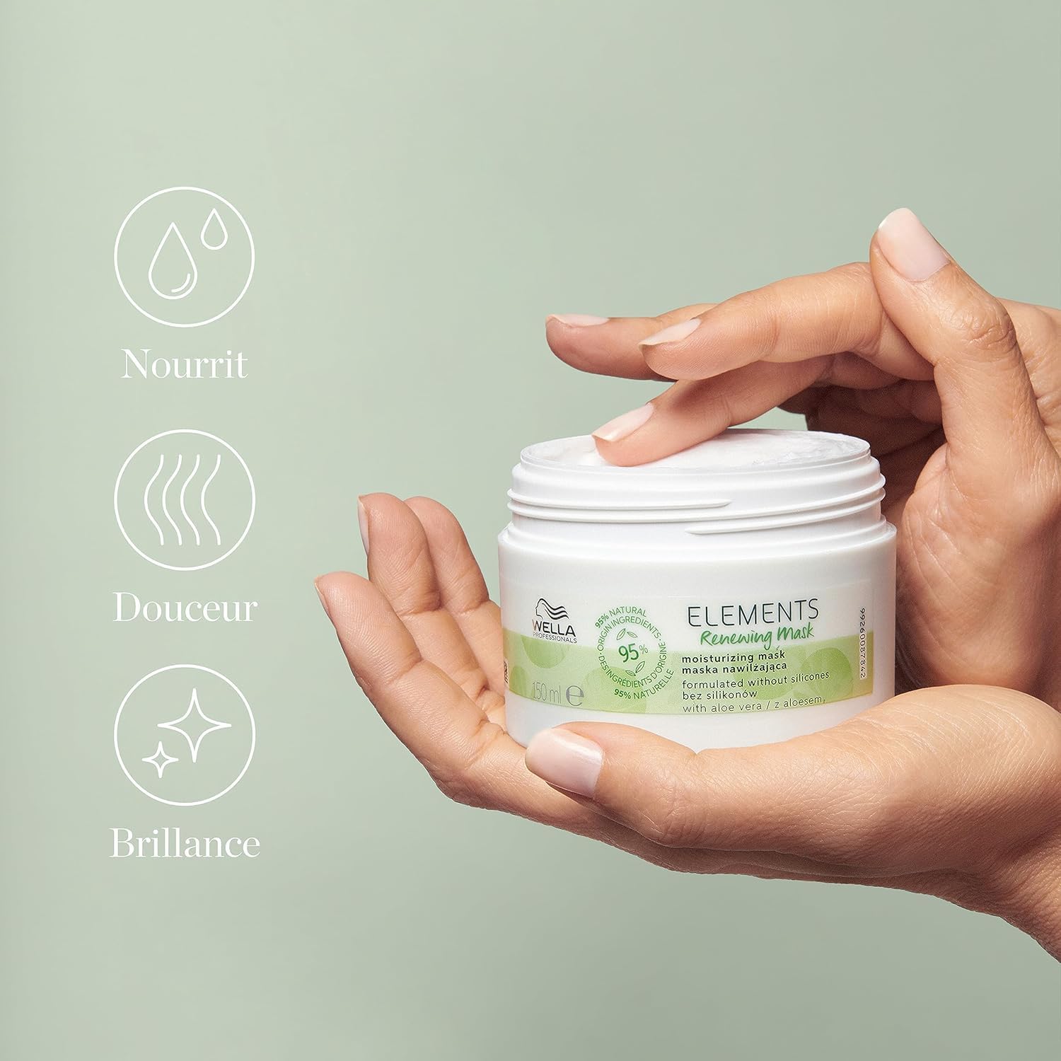 Wella Professionals Elements Shampoing, Après-Shampoing et Masque régénérant doux sans sulfate et sans silicone pour tous types de cheveux 1L + 1L + 150 ml