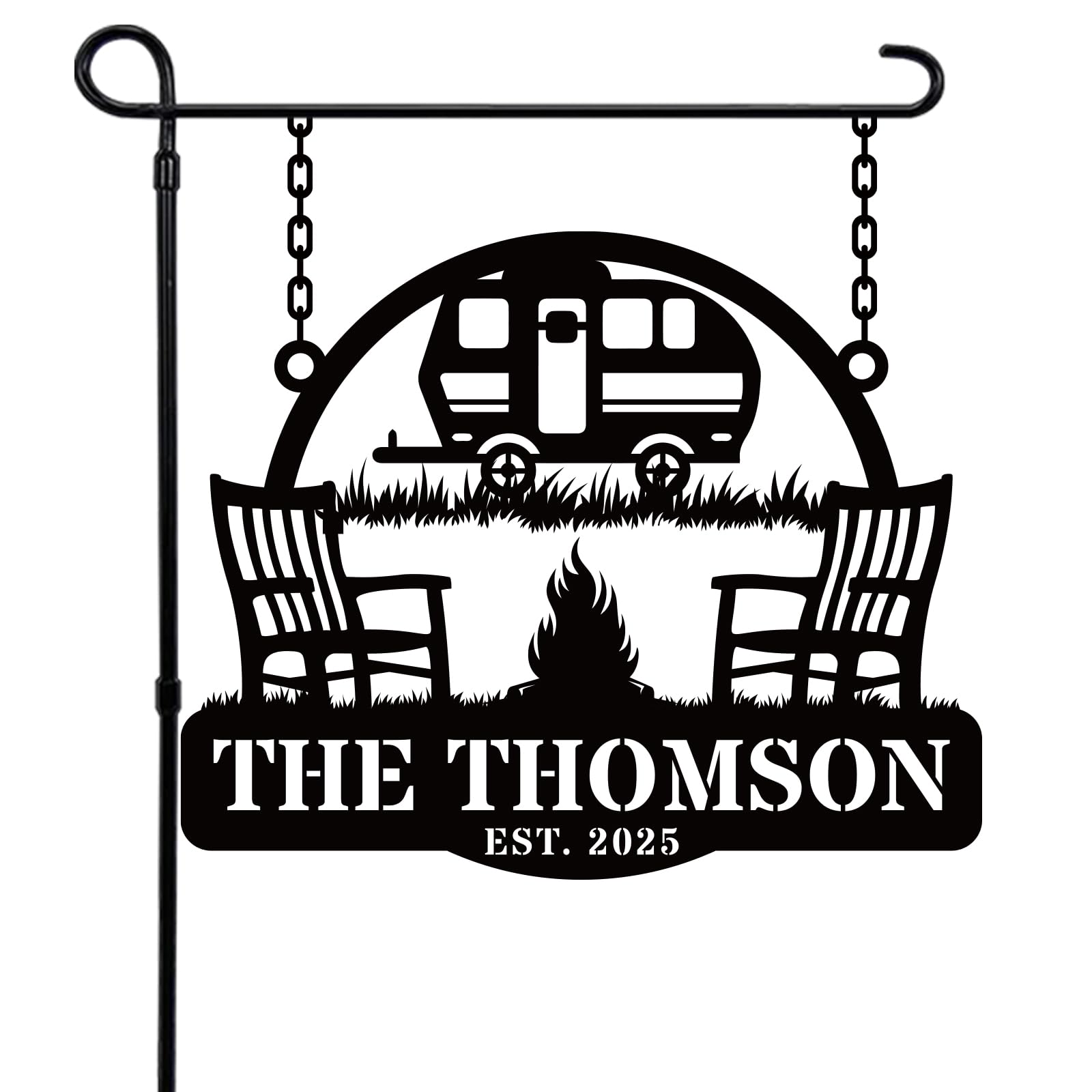 Custom Hanging Camping Sign camping decor for camper Yard Sign Personalized Happy Camper Metal Signs Camper Decor RV