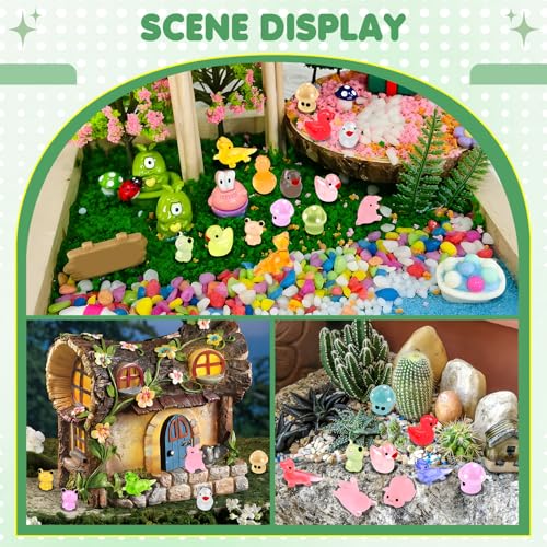 Image of 154 Pcs Mini Resin Animals Glow in The Dark, Tiny Resin Animals Figures to Hide Around The Office Home, Miniatures Fairy Garden Accessories Crafts Aquarium Potted Decoration