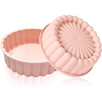 8 Inch Silicone Baking Mould 2 Pieces Sunflower Round Silicone Mould Cake Mould 20 cm Silicone Moulds Cake Mould Silicone Baking Moulds Round Set for Layer Cakes and Cheesecakes Beige