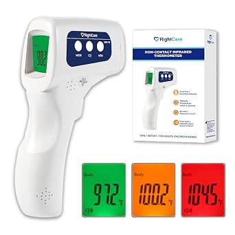 RightCare No-Touch Infrared Forehead Thermometer with Instant Results for School, Home, and Businesses, 1 Count