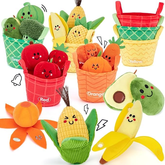 Baby Sensory Toys - 16 PCS My First Fruit Vegetable Color Sorting Play Food Crinkle, Rattle, Baby Toys 6-12 Months Montessori Toy for 1 Year Old Boy Girl Toddler Gifts-image-47
